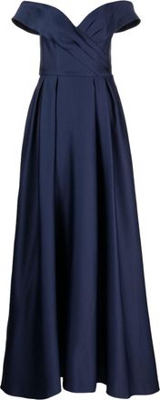 Marchesa Duchess satin-finish ball gown - women - Polyester - 10 - Blue