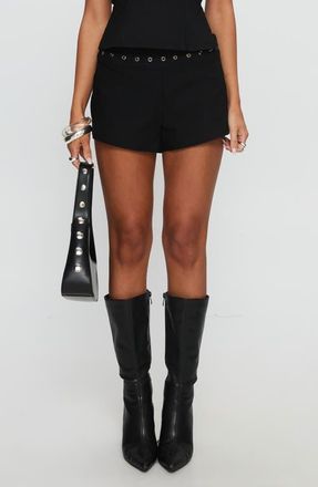 Princess Polly Chalise Rivet Detail Mini Shorts in Black at Nordstrom, Size 10