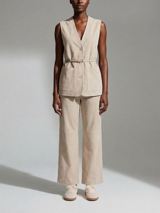 Manzoni24 Suede Vest With Leather Belt