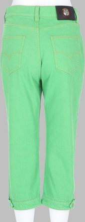 Versace Medusa Patch Cotton Jeans - Green