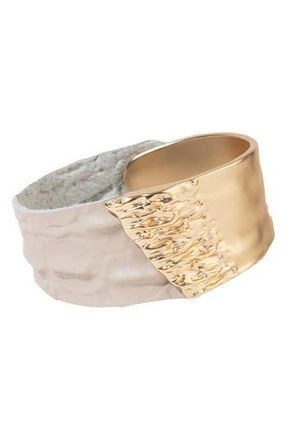 Saachi Textured Metal & Leather Bracelet in Cream at Nordstrom Rack