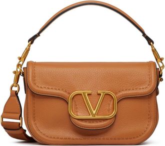 Valentino Garavani Alltime leather shoulder bag - women - Metal/Polyester/Bovine Split Leather/Calf Leather - One Size - Brown