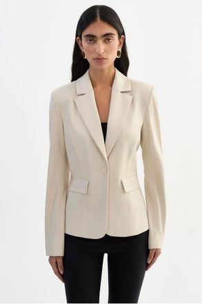 LaMarque Davie | Faux Leather Fitted Blazer in Bone at Nordstrom, Size Xx-Small