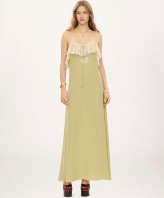 Chlo&eacute; Womens Robe En Cr&ecirc;pe De Chine Soie Dusty Green Dress