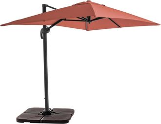 Oviala Parasol desplazado de 2x3 m y 4 losas para llenar aluminio terracotta