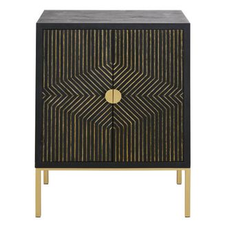 Maisons du monde Aparador con 2 puertas color negro mate con grabado dorado 60 cm