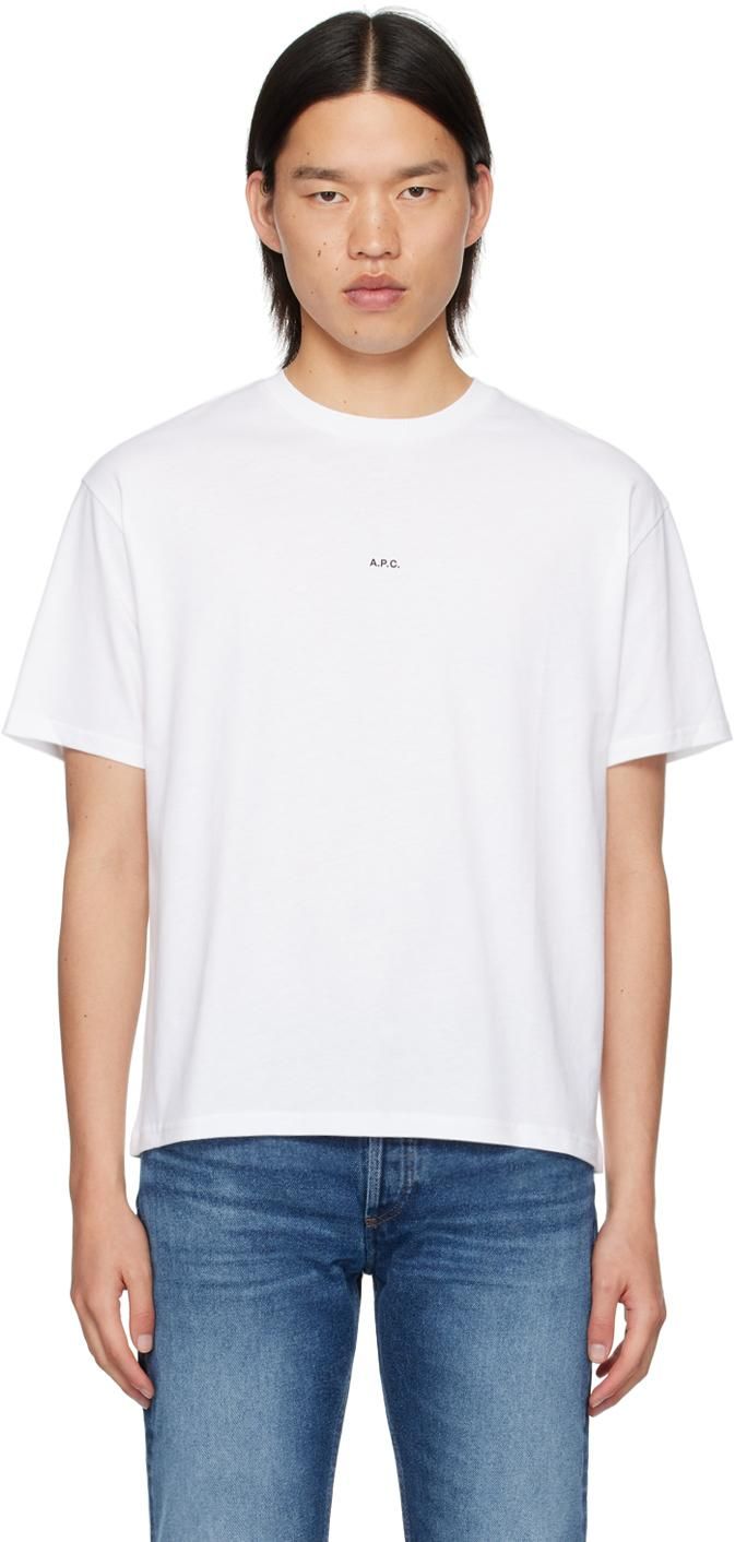 A.P.C. A. P.C. White Boxy Printed Micro Logo T-Shirt from