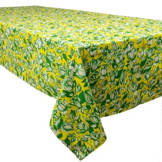 Vent de Boh&egrave;me Mantel de algod&oacute;n con estampado floral amarillo 140x235