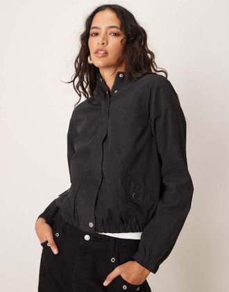 Jacqueline de Yong hooded jacket in black