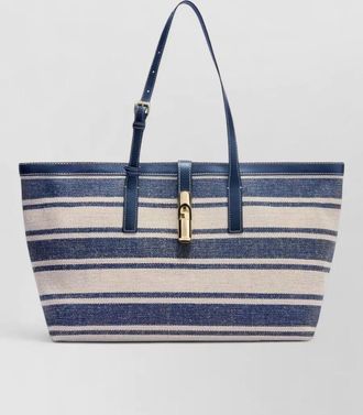 Furla tote bag striped pattern dual handles buckle