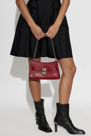 Alexander McQueen Leather Bag Locke Shoulder Mini, Womens, Red