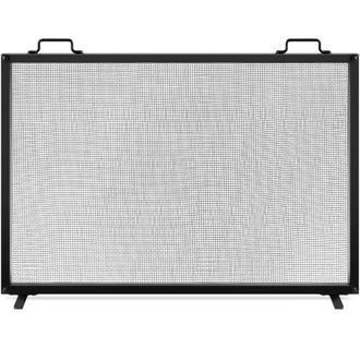Best Choice Products 38x27in Single Panel Fireplace Screen Handcrafted Steel Mesh Spark Guard w/ Handles