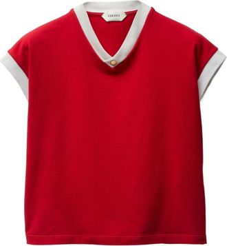 Versace Red Solid V Neck T-Shirt