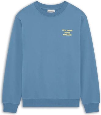 Dr&ocirc;le de Monsieur Le Sweatshirt Slogan - Heren - Sweatshirts - Blauw - 2XL - Katoen - Hoodies & sweatvesten