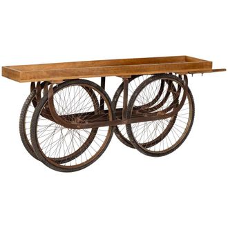 Wanderlust Deco Carro Servidor Con Ruedas Marr&oacute;n 178x40x84h Cm