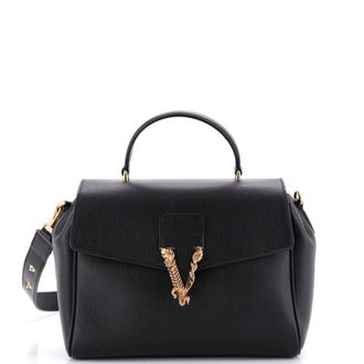 Versace Virtus Convertible Top Handle Bag Leather Medium