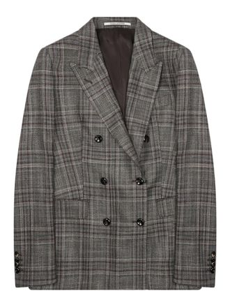 Tagliatore Parigi Plaid Double-Breasted Virgin Wool-Blend Blazer