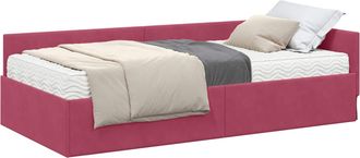 vidaXL Estructura De Cama Esquina Con Colch&oacute;n 2 Uds. Rojo Vino Vidaxl