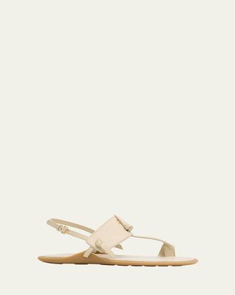 Miu Miu Infradito Knotted Leather Toe-Ring Sandals
