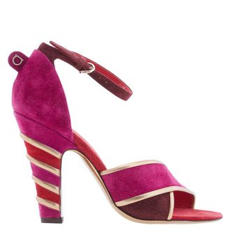 Ferragamo Ferragamo Ether Leather-Trimmed Suede Sandals, Size 7 D
