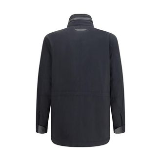 Brioni Mens Blue Wool Oves Aries Full-Length Jacket Clothing