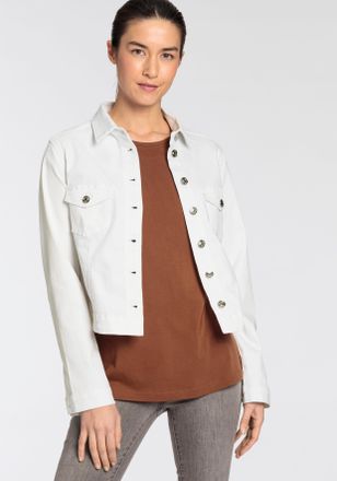 MAC Broeken Jeansjacke MAC RICH JACKET, Damen, Gr. L, weiss (wei&szlig; denim), Denim/Jeans, Obermaterial: 88% Baumwolle, 10% Polyester, 2% Elasthan, Abriebeffekte, fig