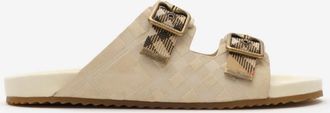 Burberry Check Suede Urchin Sandals, Size: 40