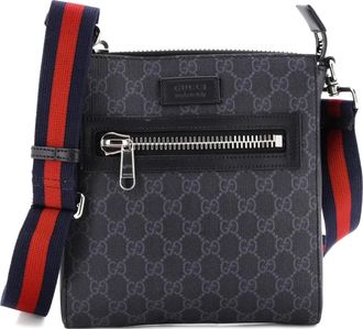 Gucci Web Strap Front Zip Messenger Bag GG Coated Canvas Small crossbody bag - Zwart