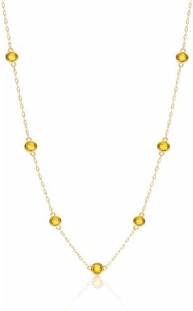 House of Frosted 14K Yellow Gold Citrine Station Chain Necklace at Nordstrom Rack, Size 16
