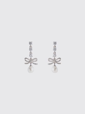 Self Portrait Bow-Shaped Pendant Earrings with Crystals and Pearls