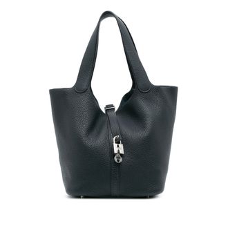 Hermès Pre-owned Womens Picotin Lock 22 Leather Handbag - Black - One Size