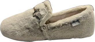 Copenhagen Shoes Schoenen, Dames, Wit, 41 EU, Polyester, Pluche Pantoffels met Gouden Kettingdetail