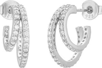 Untamed Petals Hannah Crystal Mini Hoops in Silver at Nordstrom