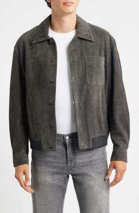 Frame Denim Suede Bomber Jacket in Old Black at Nordstrom Rack, Size Medium