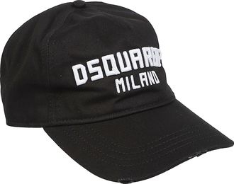 Dsquared2 Curved Brim Black Cotton Baseball Cap