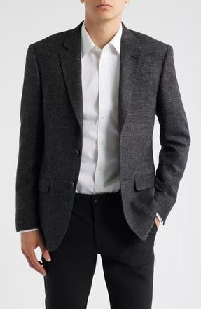 Emporio Armani Slub Wool Blend Sport Coat in Black at Nordstrom Rack, Size 48 Us / 58 Eu Regular