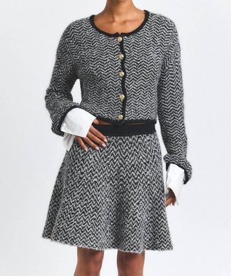 Derek Lam Imogen Herringbone Knit Mini Skirt In Ivory Black