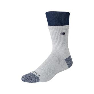 New Balance Unisex Active Premium Double Welt Crew in Grey/Blue Polyester, size X-Large