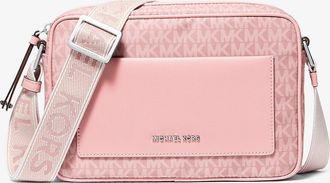Michael Kors Jet Set Large Signature Logo Print Woven Crossbody Bag