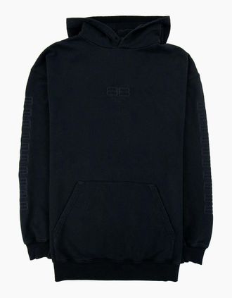 Balenciaga Mens Balenciaga Bb Embroidered Logo Hoodied Sweat Dark Navy - Size: 44