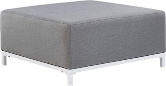 Beliani Otomana De Poli&eacute;ster Gris Blanco 83 X 83 Cm Reposapi&eacute;s Patas Metal Rovigo