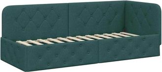 vidaXL Corner Bed Frame with Headboard Dark Green 80 x 200 cm Fabric vidaXL