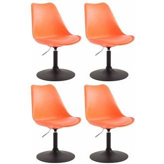 Clp Set De 4 Sillas De Comedor Maverick Con Pie De Trompeta Naranja Negro