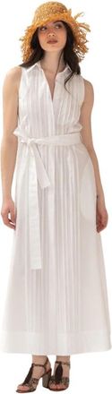 P.A.R.O.S.H. Canyox Chemisier Jurk - Dames - Shirt Kleedjes - Wit - M - Katoen - Kleedjes