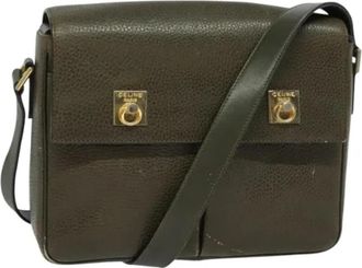 Celine Pre-owned Leather celine-bags - Dames - Vintage Schoudertas - Groen - ONE Size - Leer - Vintage