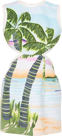 Marine Serre beach print-jacquard mini dress - women - Polyester/Polyamide/Cotton/Viscose/Lambskin - 36 - Green