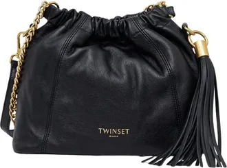 Twinset Tassen, Dames, Zwart, ONE Size, Leer, Bucket Bag