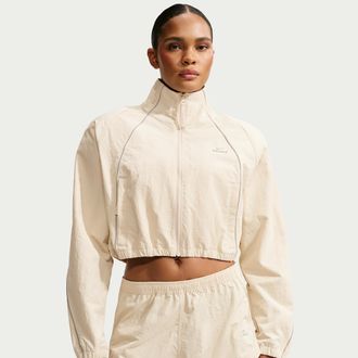 Nike Womens SKIMS Crunchy Nylon Cropped Jacket in White | IV6641-106
