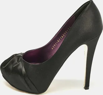 Gina Black Satin Clair Platform Pumps