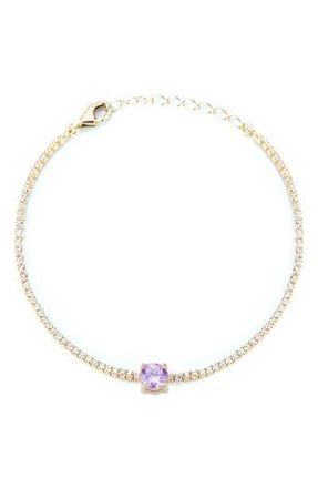 Sphera Milano 14K Gold Plated Cubic Zirconia Tennis Bracelet in Gold/purple at Nordstrom Rack